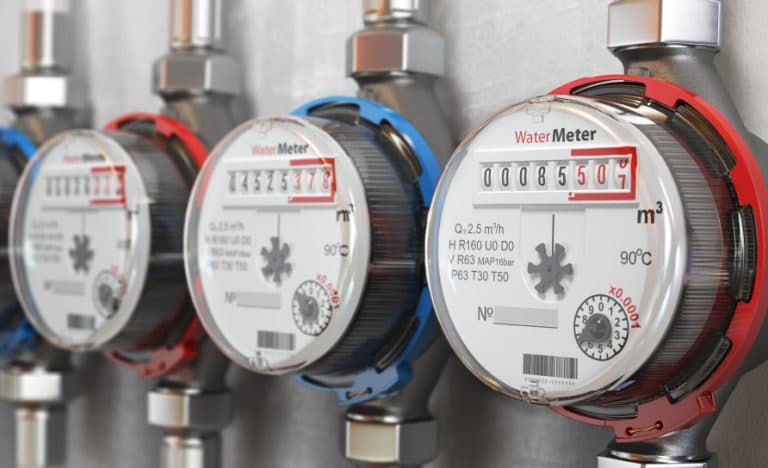 Row of residential water meters